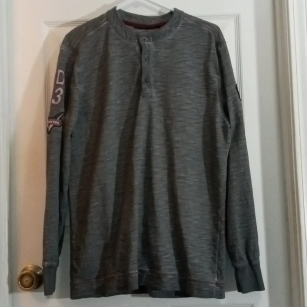 Harley-Davidson Gray Long Sleeve Henley Men's Large